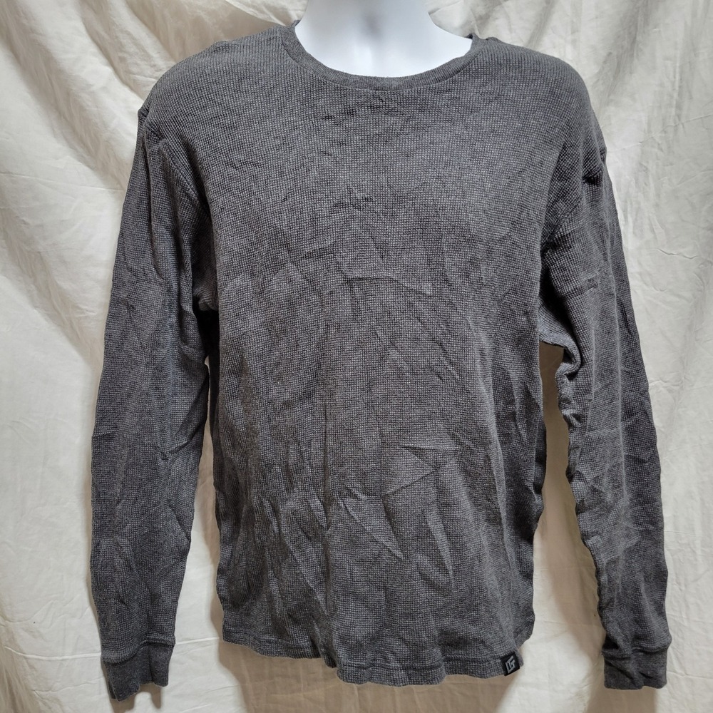 Linus Tech Tips Waffle Knit Thermal Shirt Men Large Gray Cotton Stretch Outdoor